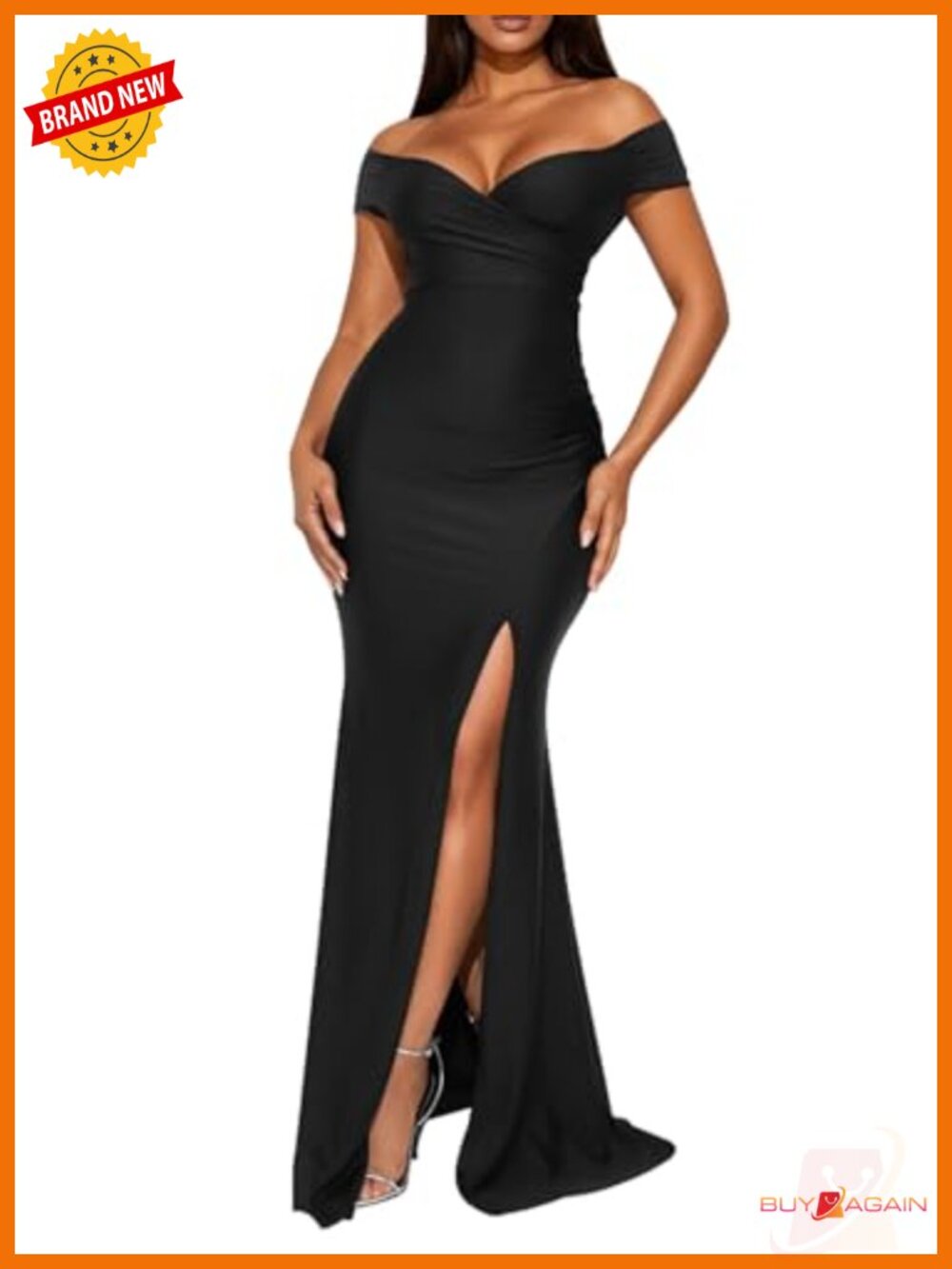 Sexy Off Shoulder High Split Mermaid Maxi Cocktail Dress